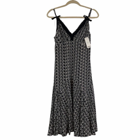Ted Baker 100% Silk Geometric Print Midi Dress